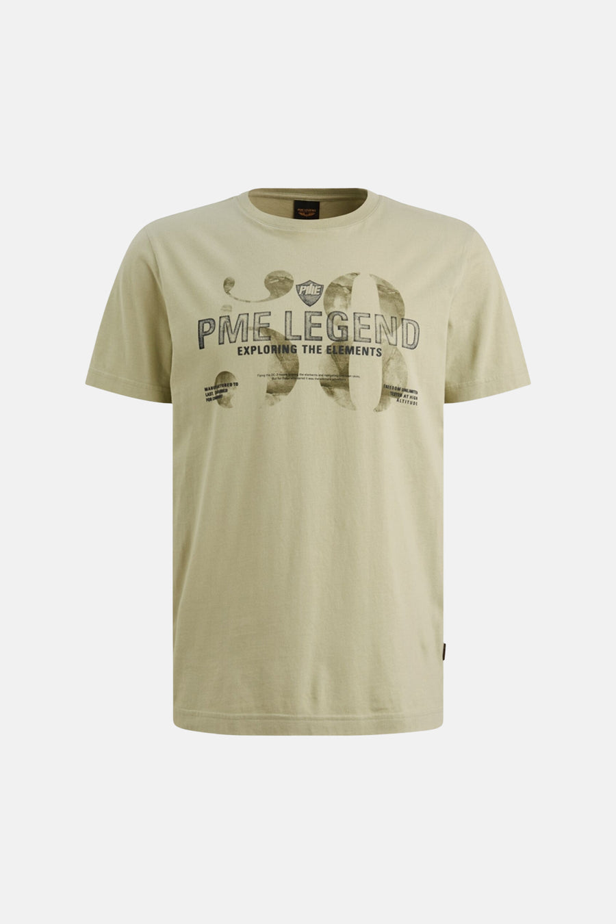 T-shirt à manches courtes vert de PME Legend avec un imprimé graphique devant.
