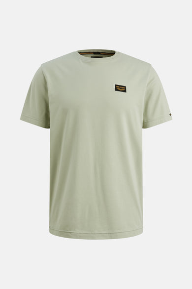 T-shirt kaki à manches courtes de PME Legend avec un patch logo sur la poitrine.