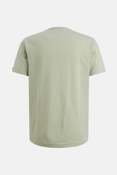 T-shirt à manches courtes kaki de PME Legend, vu de dos avec une étiquette subtile au col.
