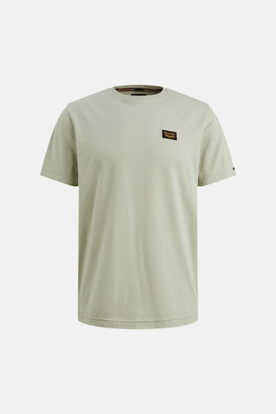 Kaki T-shirt met korte mouwen van PME Legend, met een logo op de borst en een ronde hals.
