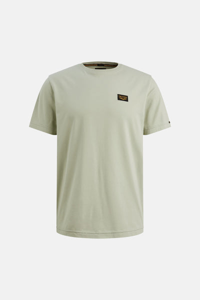 T-shirt kaki à manches courtes de PME Legend, avec un logo sur la poitrine et un col rond.