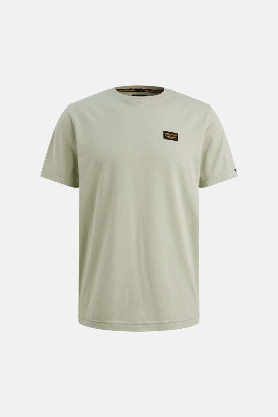 Kaki T-shirt met korte mouwen van PME Legend, met een logo op de borst en een ronde hals.