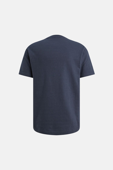 T-shirt bleu à manches courtes de PME Legend, avec une texture discrète en relief.