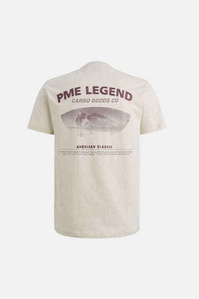T-shirt écru à manches courtes de PME Legend, avec motif imprimé au dos.