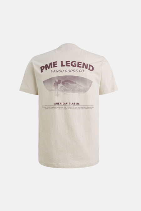 T-shirt écru à manches courtes de PME Legend, avec motif imprimé au dos.