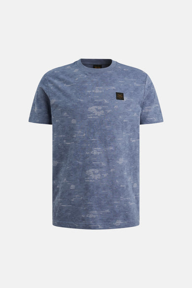 Blauw T-shirt met korte mouwen van PME Legend, met een subtiel textuurpatroon over het geheel.