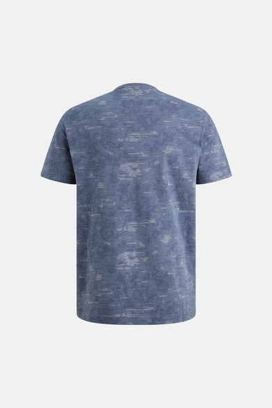 T-shirt bleu à manches courtes de PME Legend, avec un motif texturé subtil sur l'ensemble.