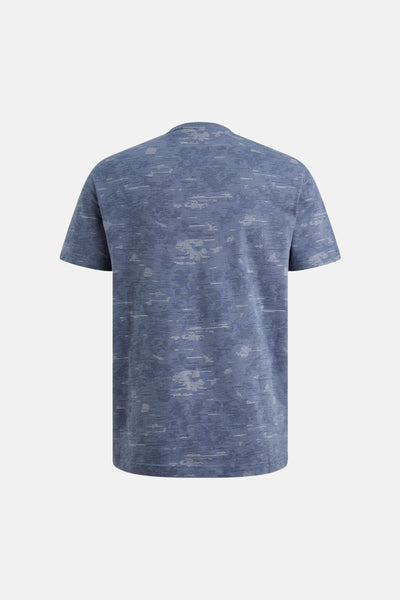 T-shirt bleu à manches courtes de PME Legend, avec un motif texturé subtil sur l'ensemble.