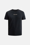 Navy blue short-sleeve t-shirt by PME LEGEND with small white logo on chest, ribbed texture, crew neck, front view