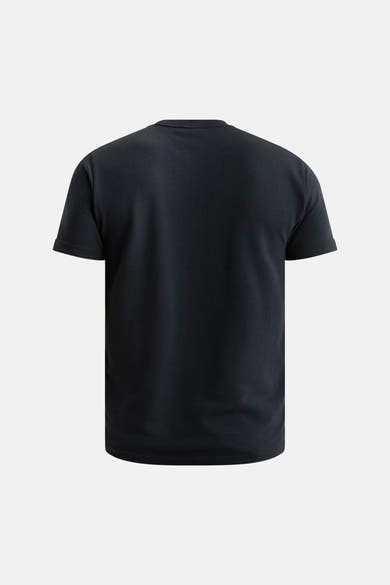 Blue short-sleeve t-shirt by PME LEGEND, back view, ribbed texture, plain design, crew neckline