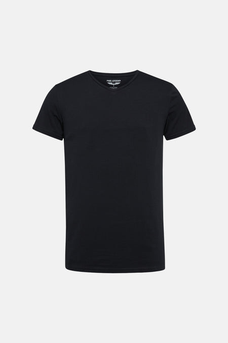 T-shirt noir à manches courtes et col en V PME LEGEND