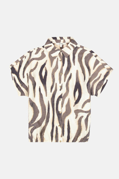 Multikleurig overhemd met korte mouwen van GARCIA, met zebraprint en elastische onderkant.