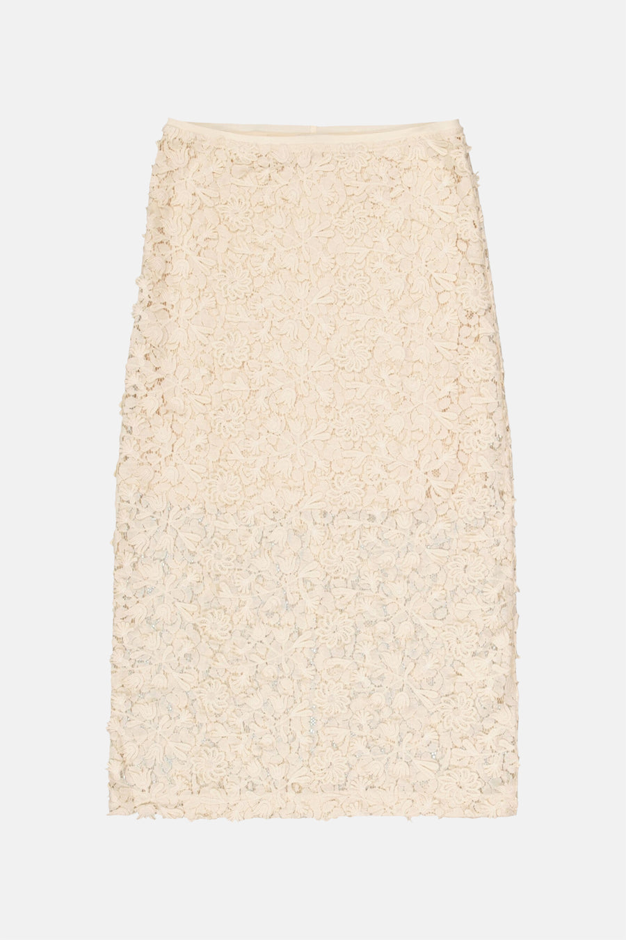 Jupe beige de GARCIA en dentelle florale texturée.