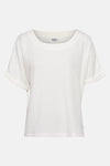 Wit blouse met korte mouwen van ZABAIONE, in getextureerd ribgebreid materiaal, losse pasvorm.
