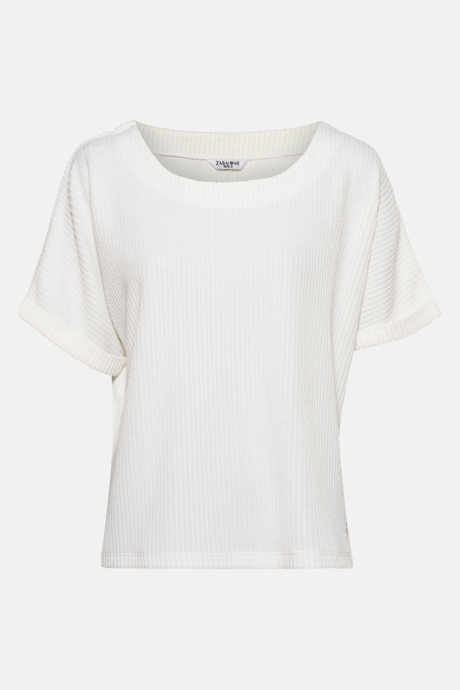 Wit blouse met korte mouwen van ZABAIONE, in getextureerd ribgebreid materiaal, losse pasvorm.