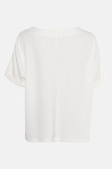 Wit blouse met korte mouwen van Zabaione, getextureerd met een fijn ribpatroon.