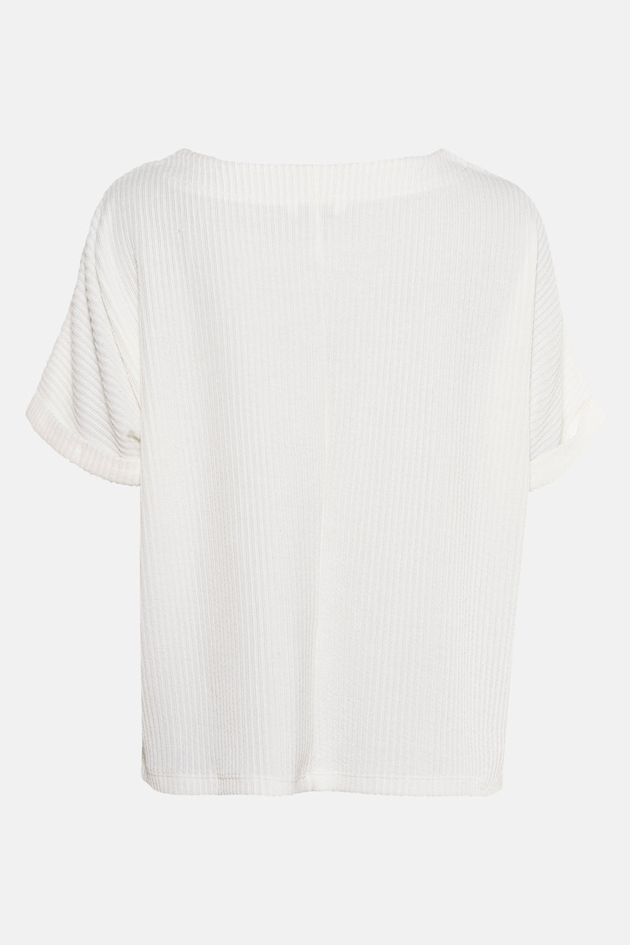Wit blouse met korte mouwen van Zabaione, getextureerd met een fijn ribpatroon.