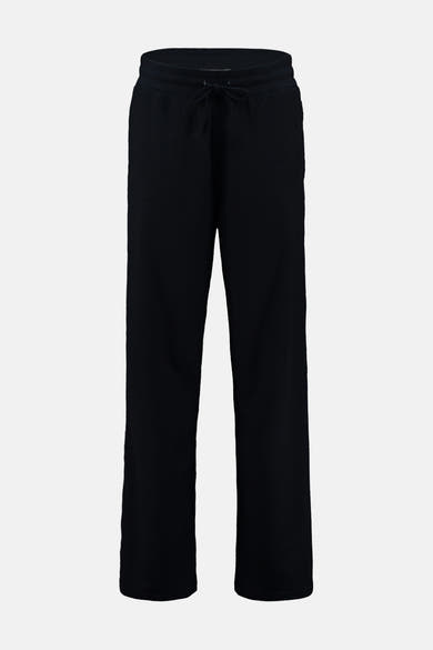 Blauwe broek van Zabaione, met een geribbelde textuur en een verstelbare trekkoord tailleband.