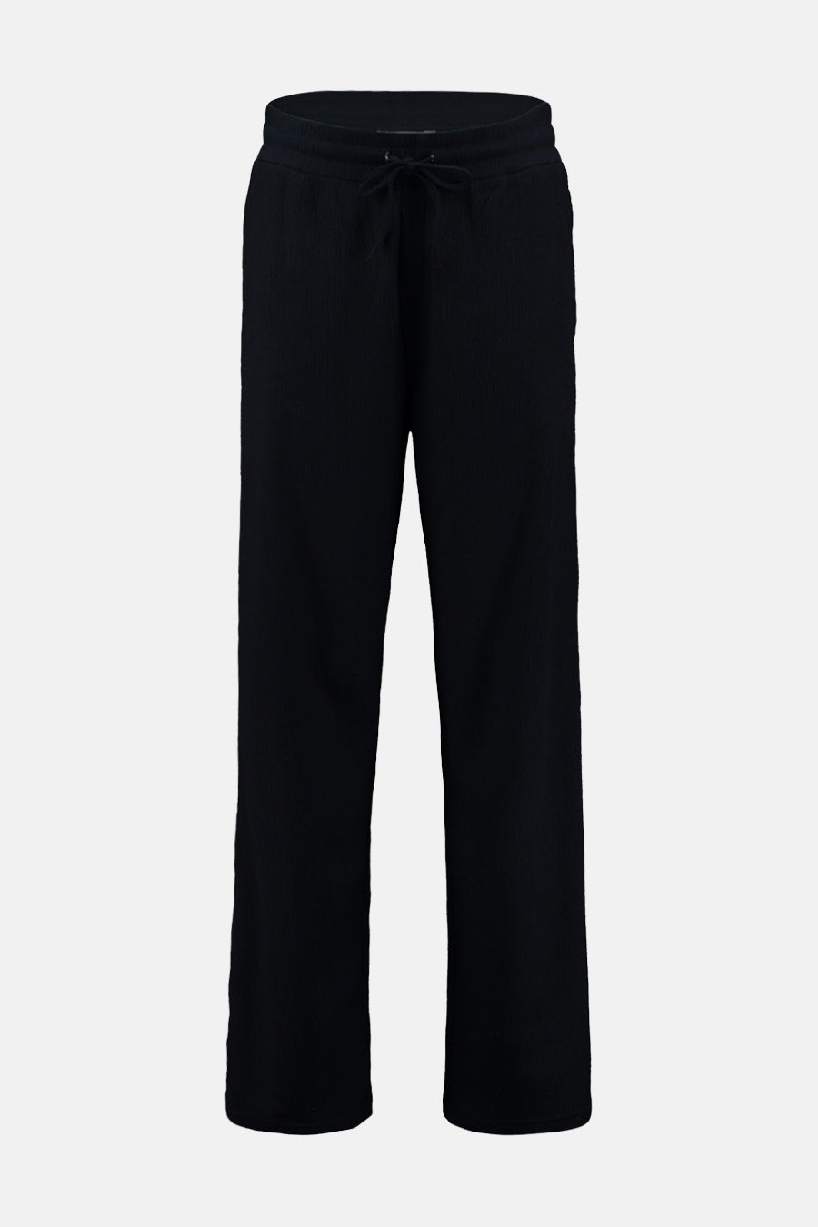 Blauwe broek van Zabaione, met een geribbelde textuur en een verstelbare trekkoord tailleband.
