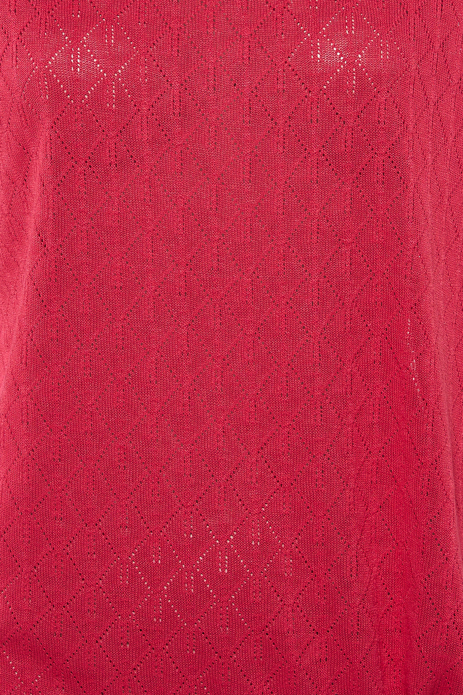 Roze T-shirt met korte mouwen van Zabaione, in ajourgebreid met ruitpatroon.