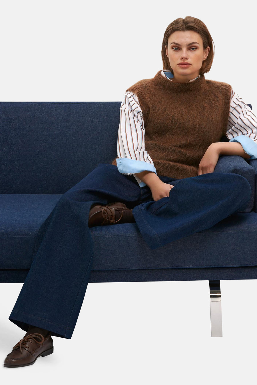 Dames tops pull zonder mouw cognac - SENSO