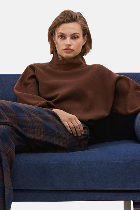 Trui met ronde hals cognac - SENSO