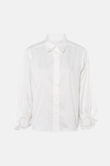 Blouse à manches longues écru par SENSO, col classique, poignets élastiqués, vue de face