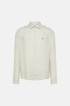 Beige gestreept overhemd van SUN 68, met logo op de borst en lange mouwen.