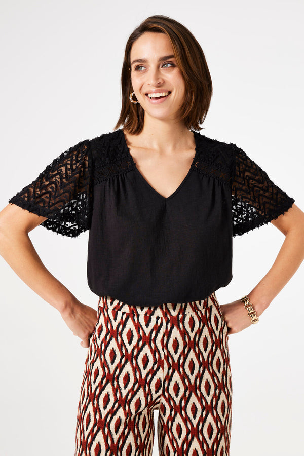Top uni manches courtes Noir - GARCIA
