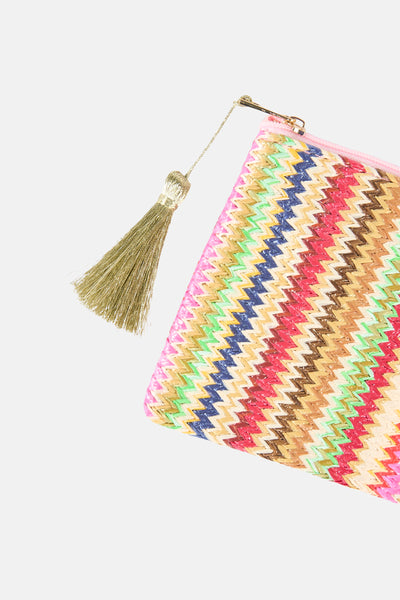 Portefeuille multicolore dames van Access® avec motif chevron et détail de gland décoratif doré.