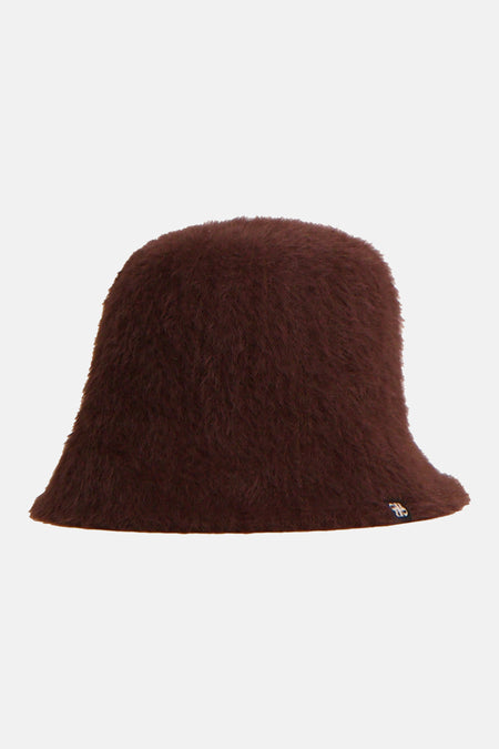 Bob brun effet peluche RINO PELLE avec petit logo sur le bord