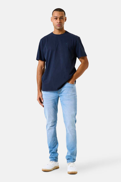 Slim jeans in lichtblauw denim van GARCIA, met zakken en zichtbare naden.
