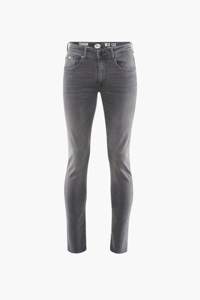Jean slim gris foncé de Petrol Industries®, avec une coupe fuselée et une texture subtile.