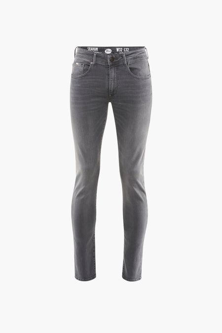 Jean slim gris foncé de Petrol Industries®, avec une coupe fuselée et une texture subtile.