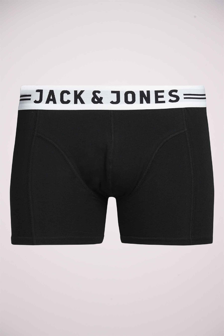 Boxer noir de JACK & JONES, avec une ceinture élastique blanche logotypée.