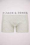 Boxer gris chiné de JACK & JONES, avec ceinture élastique logotypée blanche.