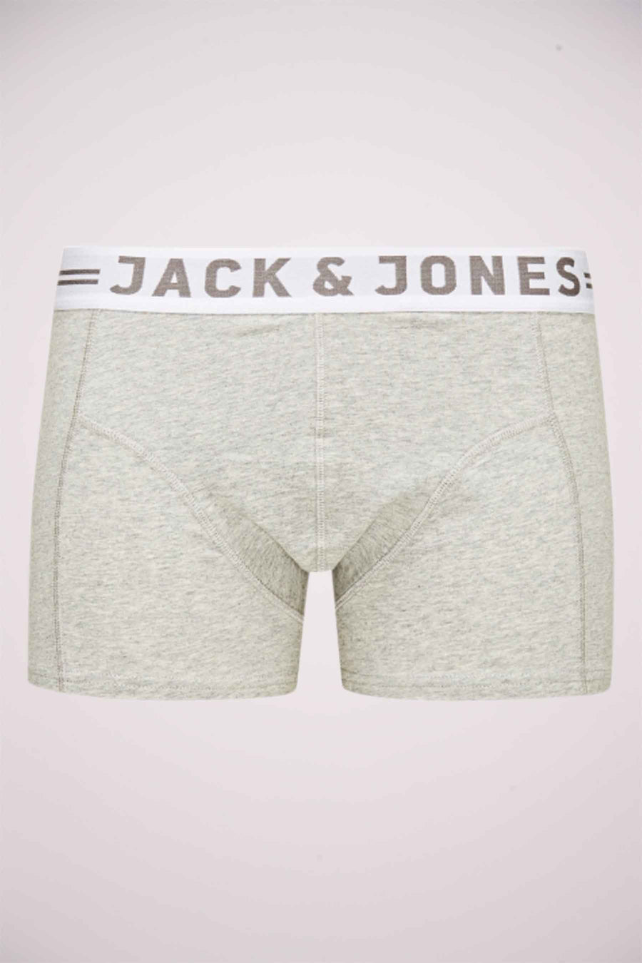 Boxer gris chiné de JACK & JONES, avec ceinture élastique logotypée blanche.