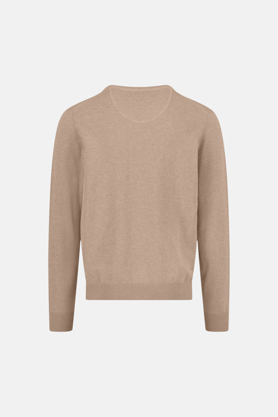 Pull à col en V taupe de FYNCH-HATTON avec une texture fine et une coupe classique.