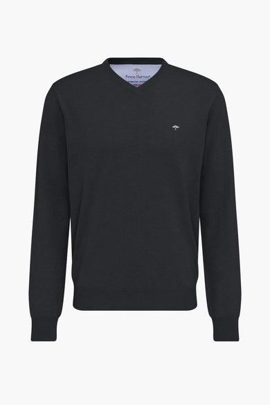 Pull col V Noir - Fynch-Hatton
