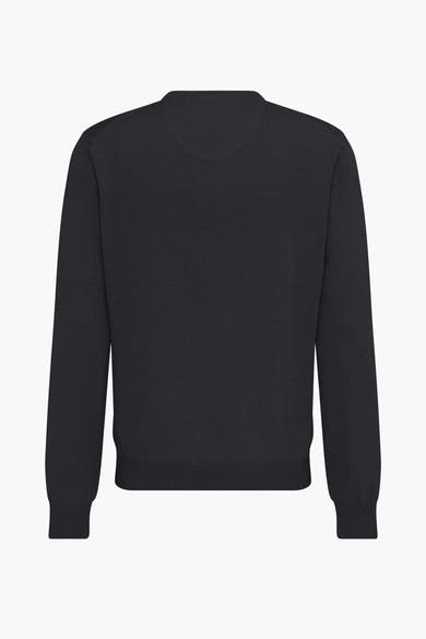Pull noir de Fynch-Hatton, en maille fine, présenté de dos sur fond blanc.