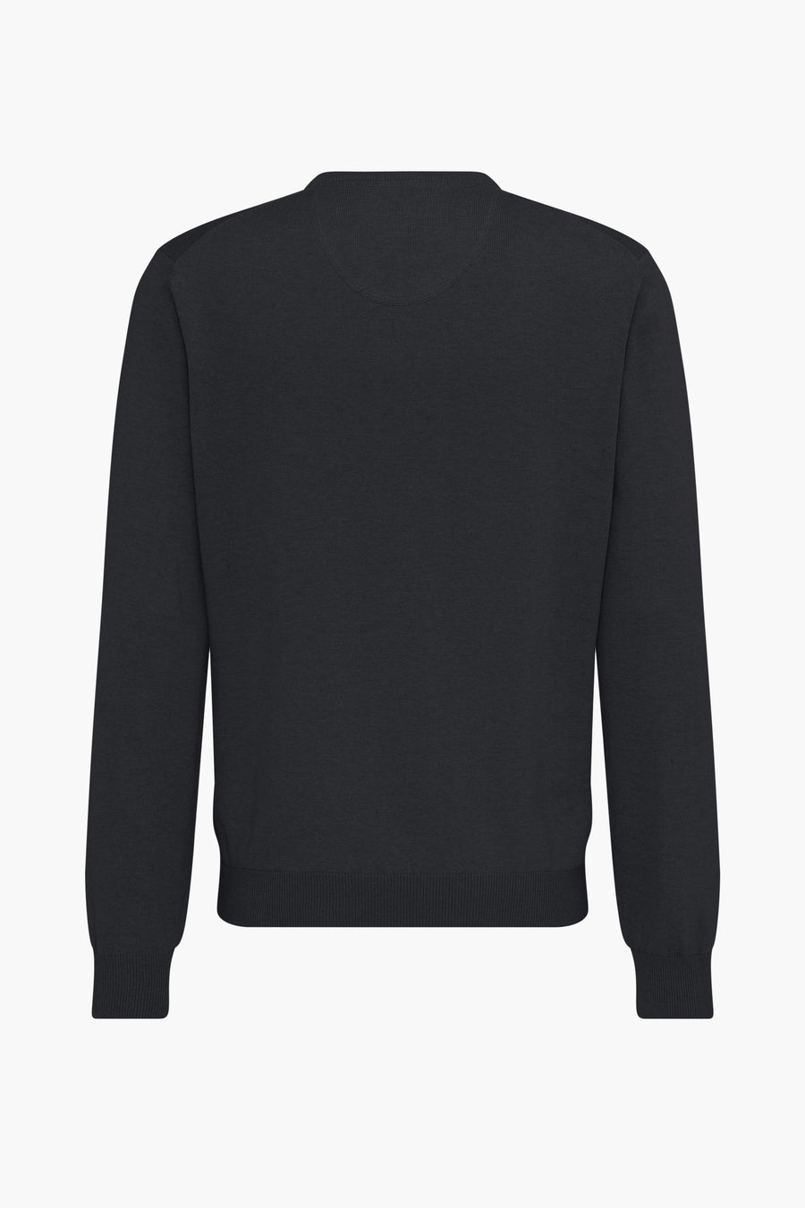 Pull noir de Fynch-Hatton, en maille fine, présenté de dos sur fond blanc.