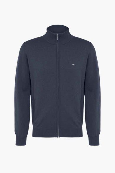 Gilet bleu by Fynch-Hatton, avec fermeture éclair et petit logo sur la poitrine.