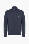 Gilet bleu by Fynch-Hatton, avec fermeture éclair et petit logo sur la poitrine.