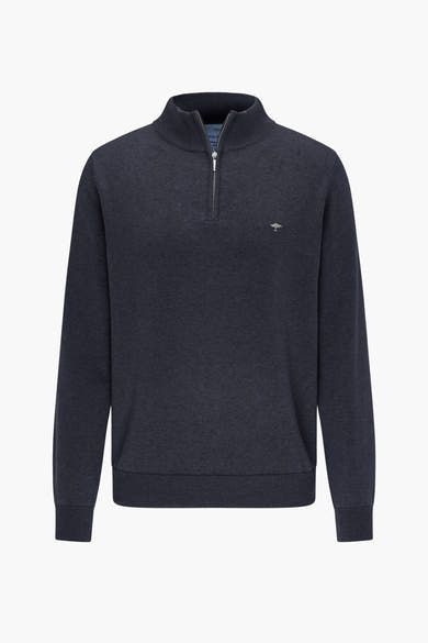 Zwart marines pull met een hoge collar van Fynch-Hatton, een dicht en en discreet logo logo.