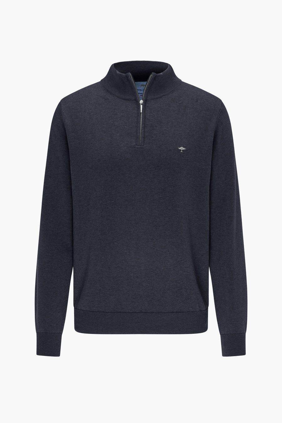 Zwart marines pull met een hoge collar van Fynch-Hatton, een dicht en en discreet logo logo.