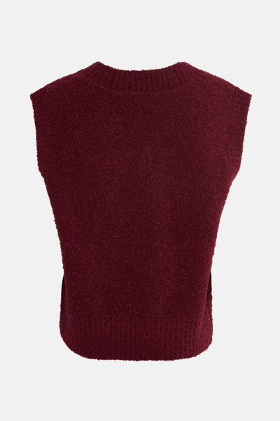 Débardeur bordeaux par ADORE, en maille texturée avec une encolure arrondie, vue de dos.
