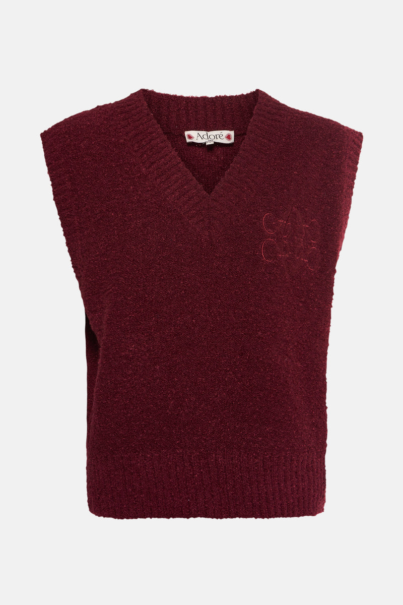 Débardeur bordeaux par ADORE, en maille texturée avec logo brodé ton sur ton.