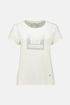 Wit T-shirt met korte mouwen van ZABAIONE, met een decoratieve vierkante print met zilveren strass-steentjes.