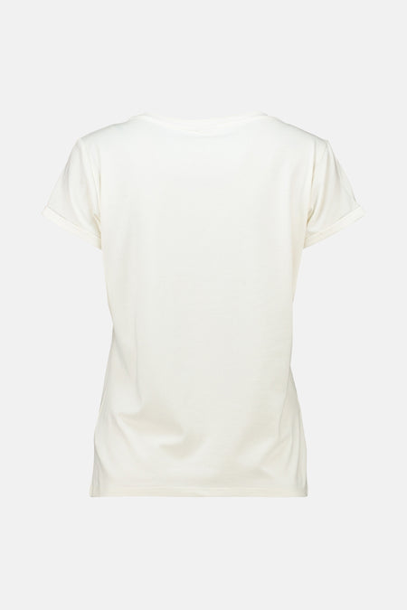 Wit T-shirt met korte mouwen van ZABAIONE, effen, ronde hals en klassieke pasvorm, achterzijde.