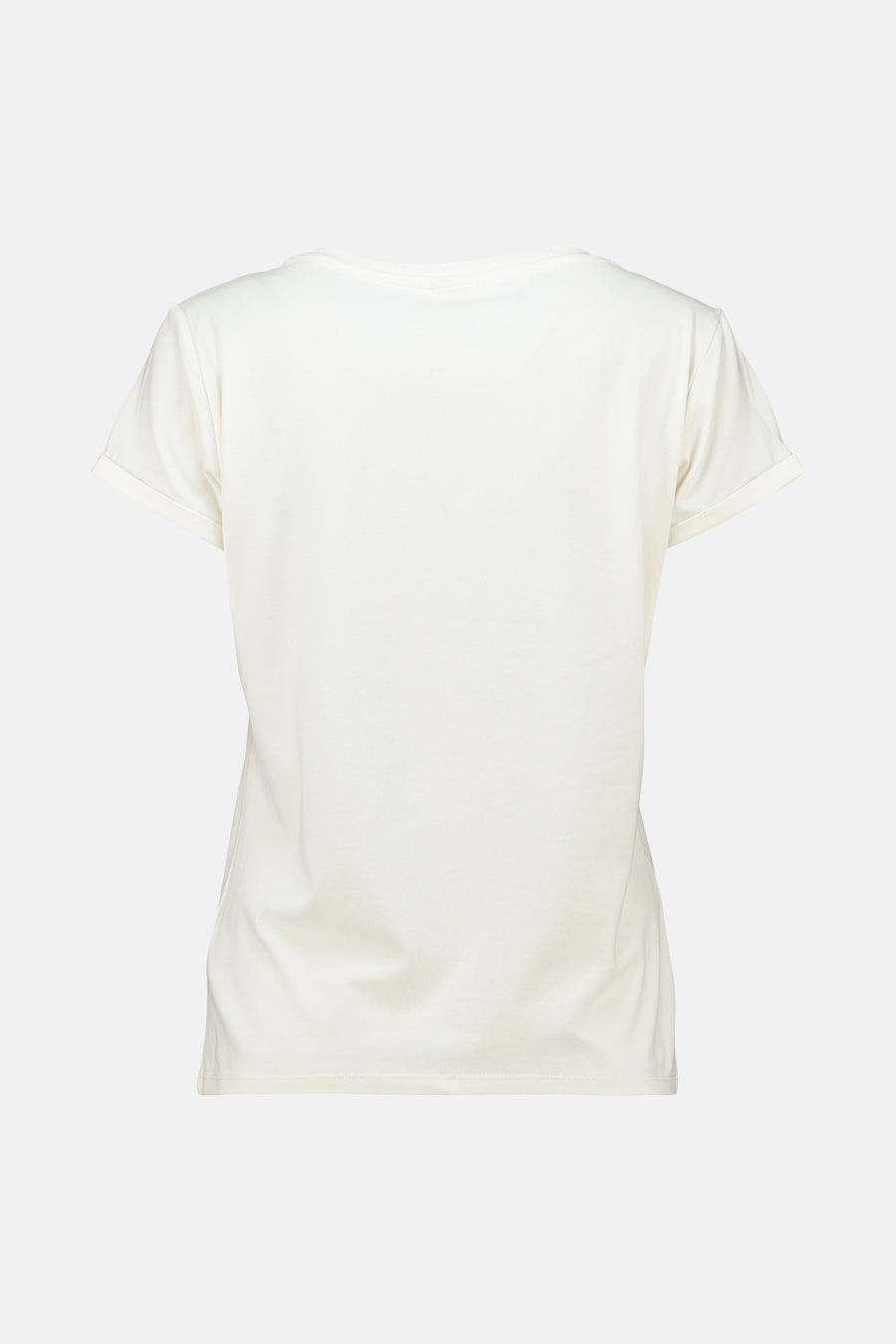 Wit T-shirt met korte mouwen van ZABAIONE, effen, ronde hals en klassieke pasvorm, achterzijde.